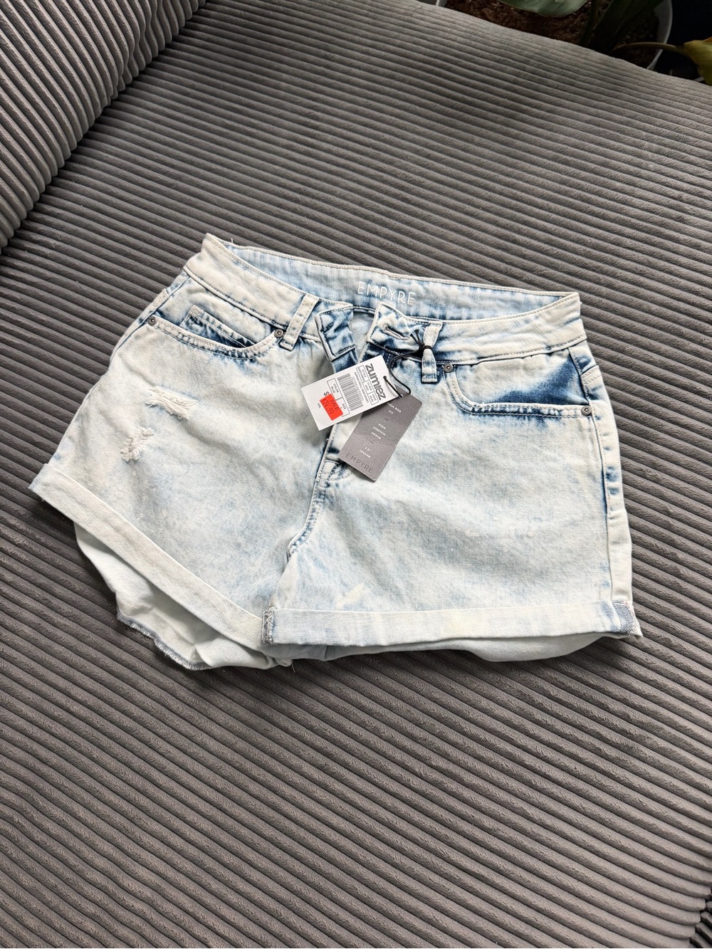 Empyre Faded Light Blue Denim Shorts